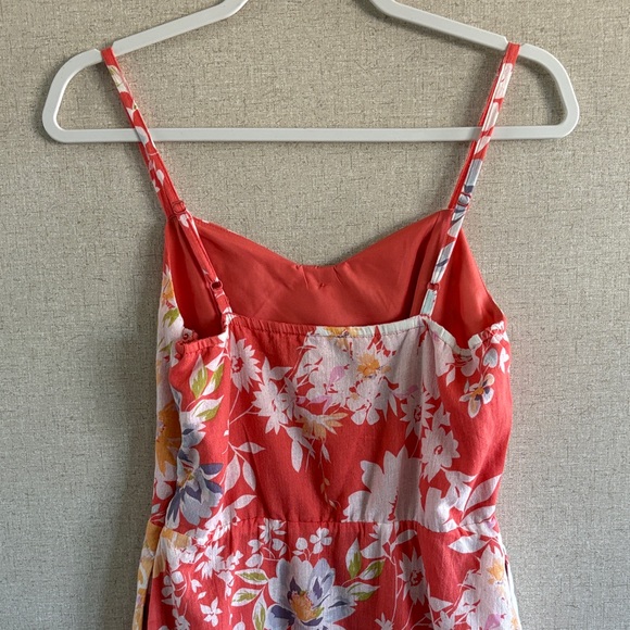 LC Lauren Conrad Floral Sundress Size 4 Coral Pink Spaghetti Strap Garden Party - Picture 7 of 16